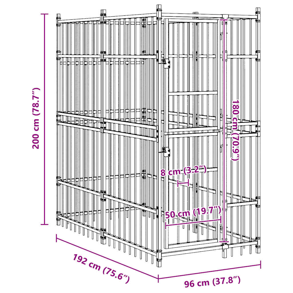 Chenil D'extérieur Pour Chiens Acier 1,84 M²