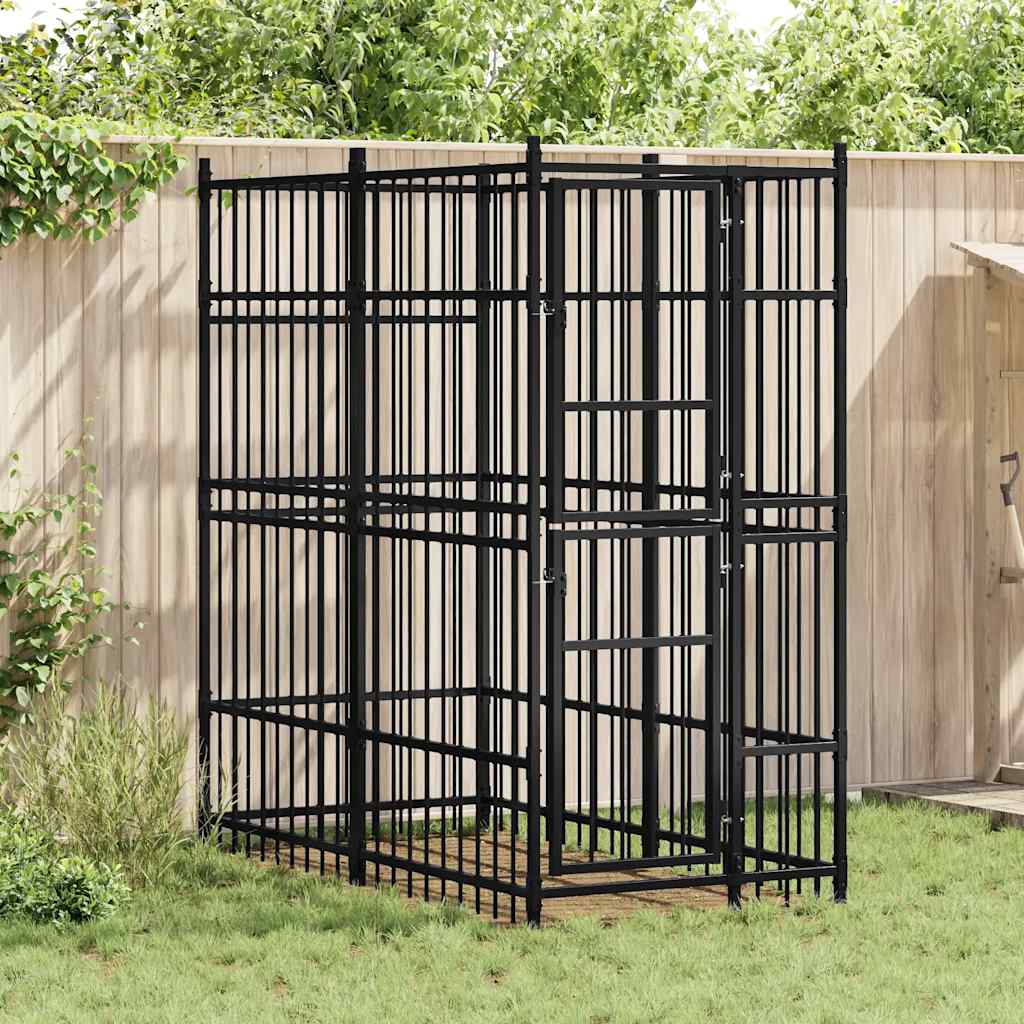 Chenil D'extérieur Pour Chiens Acier 1,84 M²
