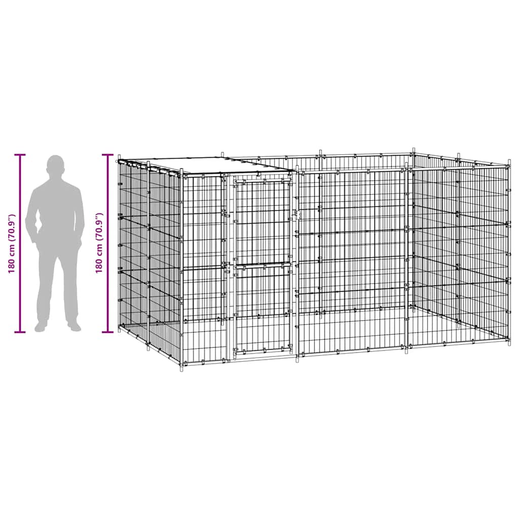 Chenil Extérieur Acier Avec Toit 7,26 M² Oui