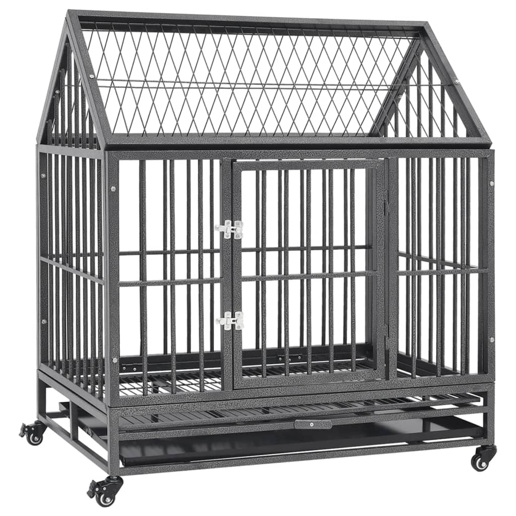 Cage Pour Chien Avec Roues Et Toit Acier
