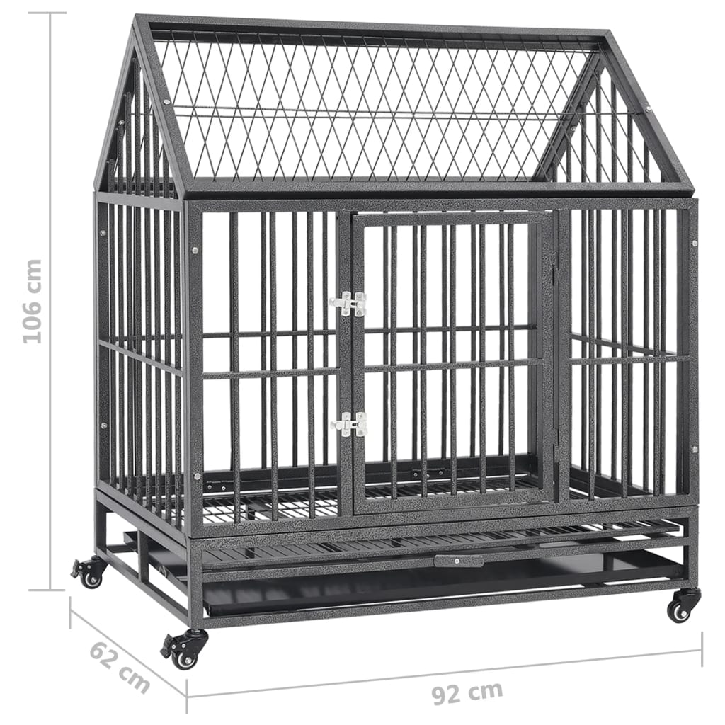 Cage Pour Chien Avec Roues Et Toit Acier