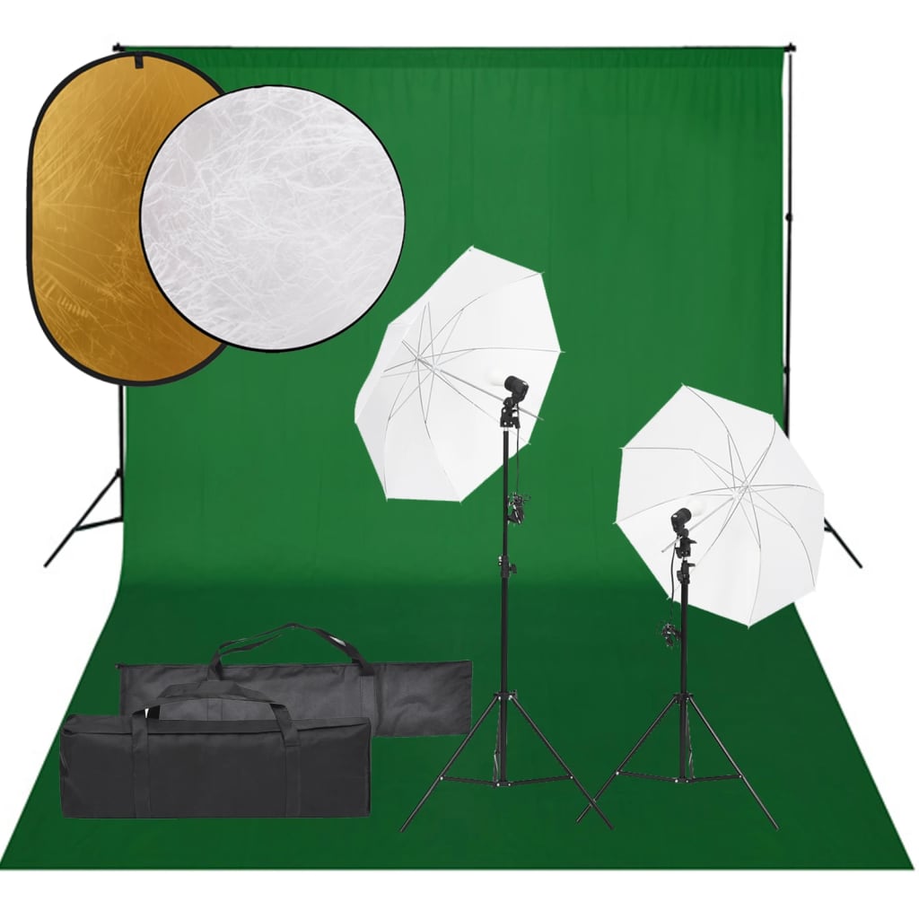 Kit De Studio Photo Avec Éclairage Toile De Fond Et Réflecteur