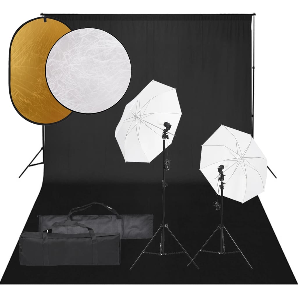Kit De Studio Photo Avec Éclairage Toile De Fond Et Réflecteur