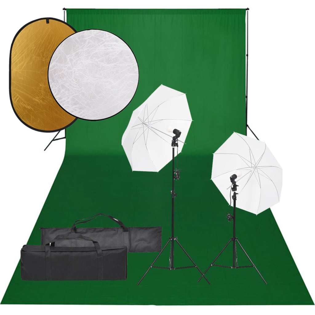 Kit De Studio Photo Avec Éclairage Toile De Fond Et Réflecteur