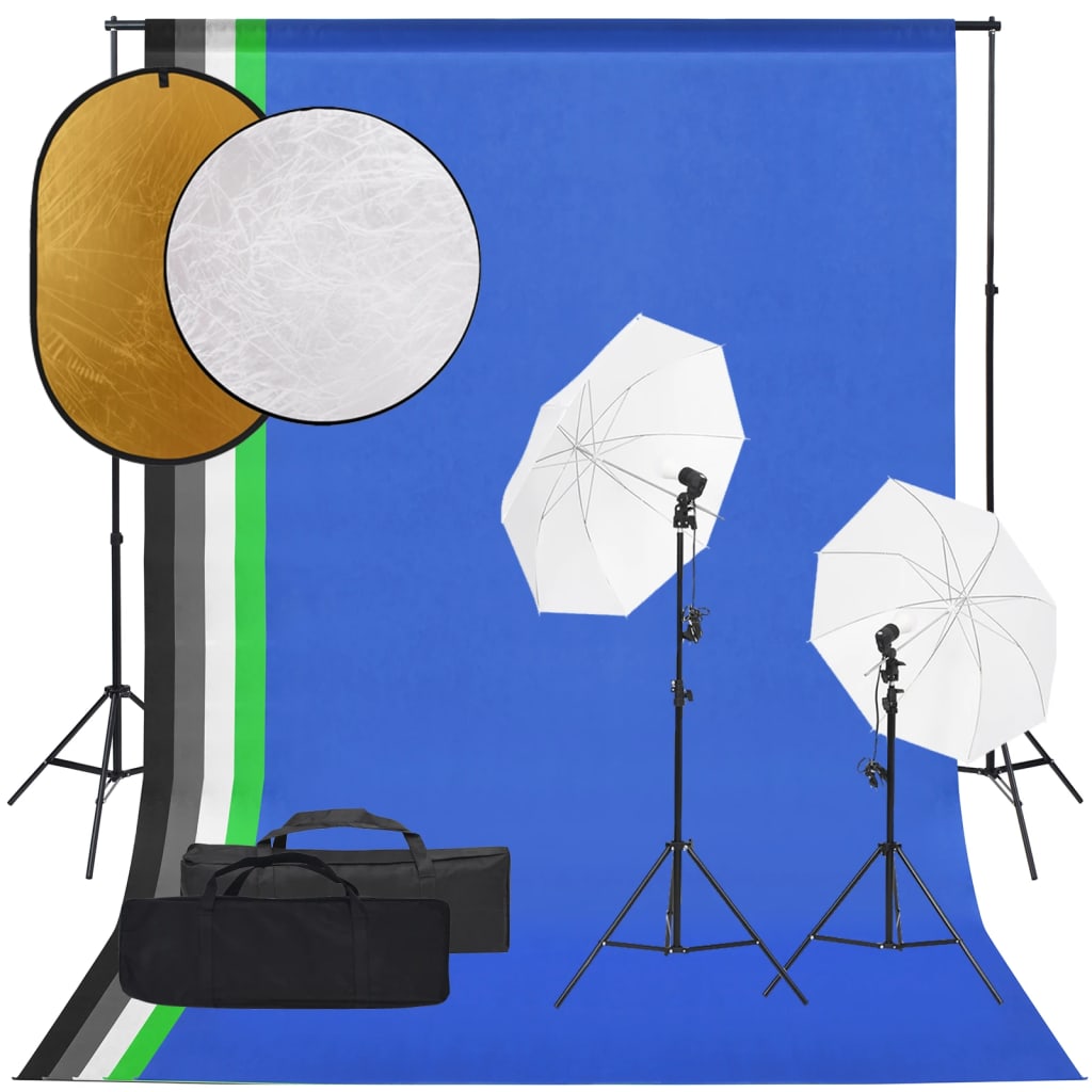 Kit De Studio Photo Avec Éclairage Toile De Fond Et Réflecteur