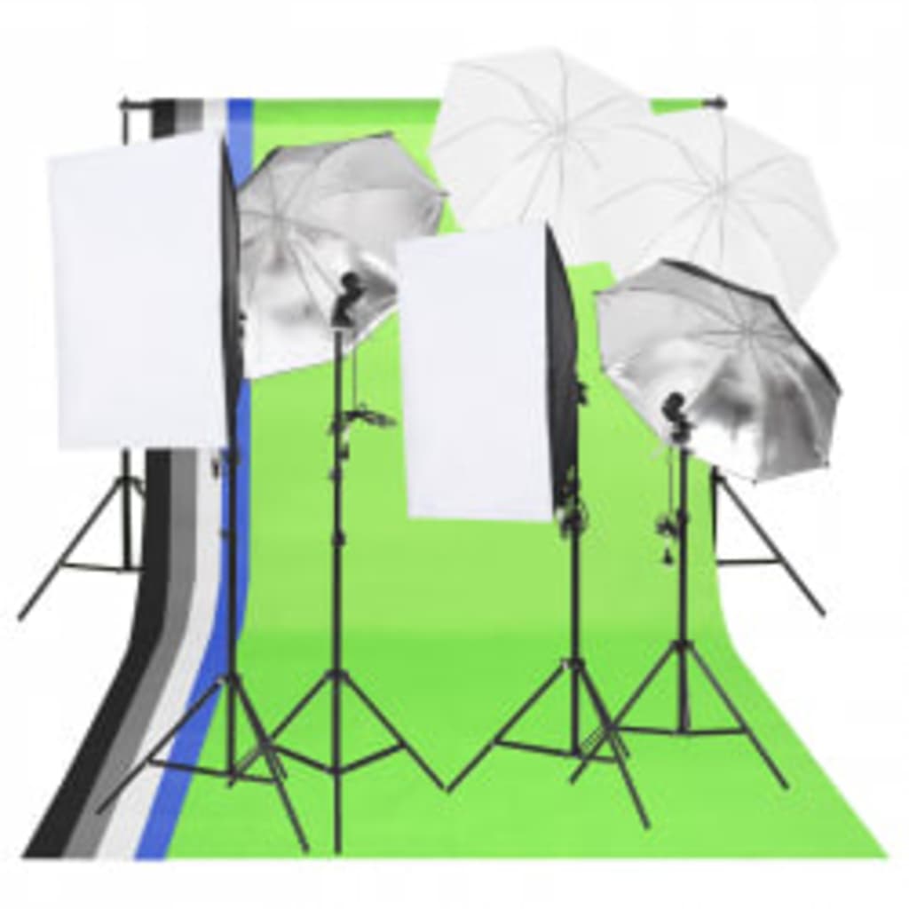 Kit De Studio Photo Avec Éclairage Toile De Fond Et Réflecteur