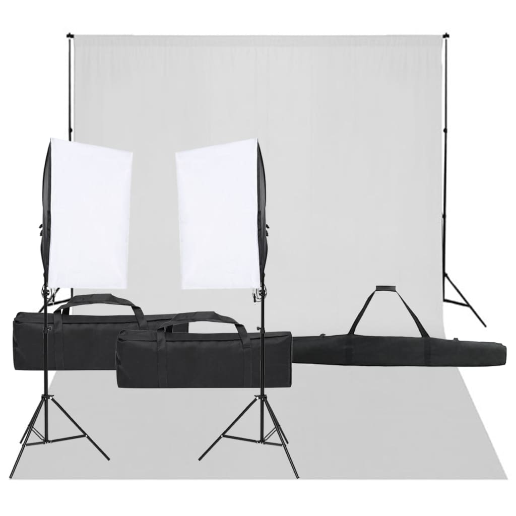 Kit De Studio Photo Avec Éclairage Et Toile De Fond