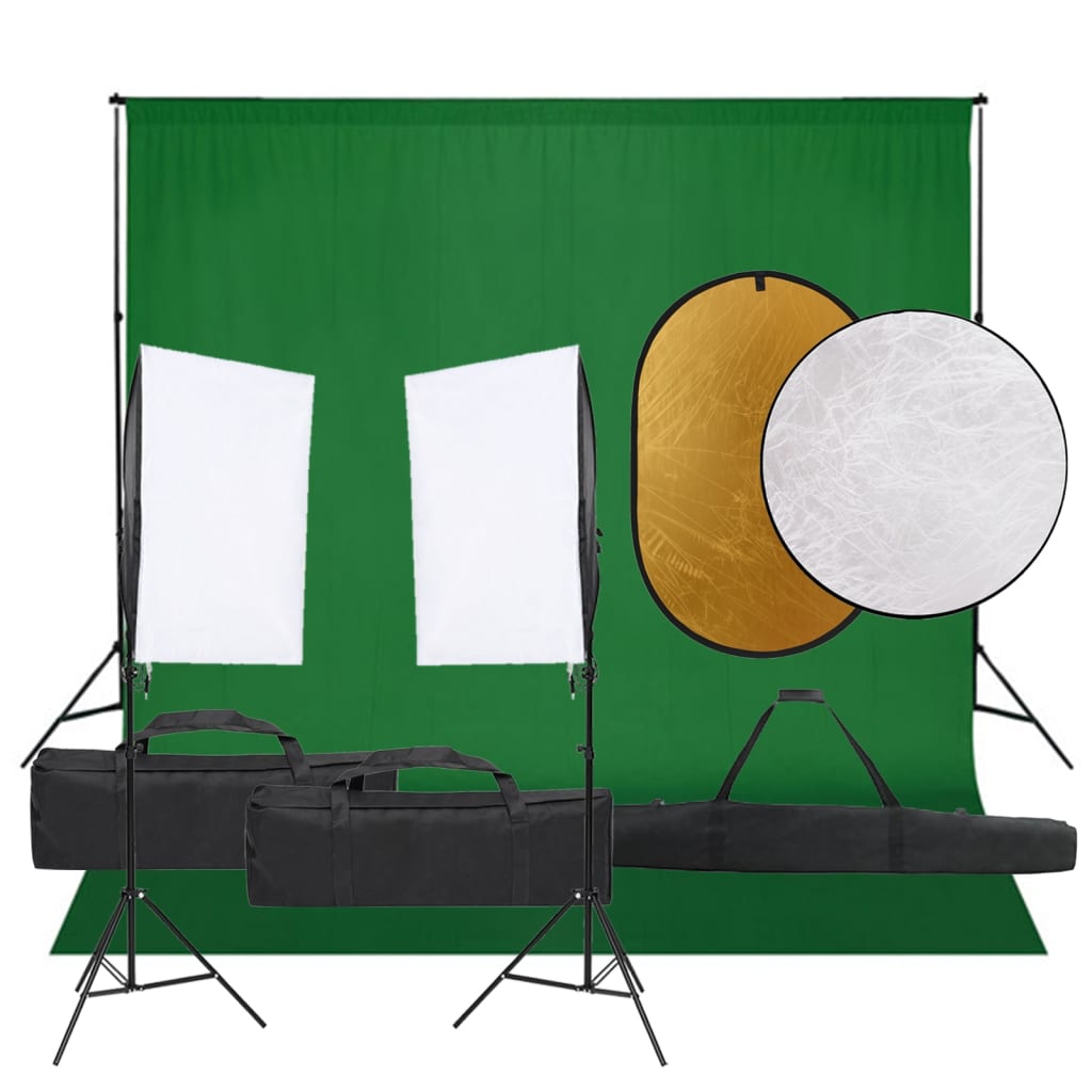 Kit De Studio Photo Avec Éclairage Toile De Fond Et Réflecteur