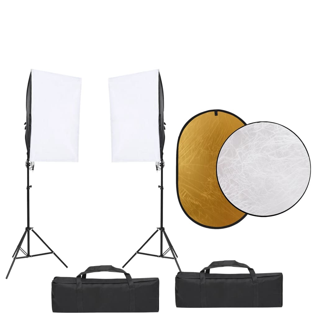 Kit De Studio Photo Avec Éclairage Toile De Fond Et Réflecteur