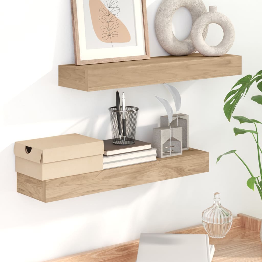 Étagères Murales 2 Pcs Bois De Teck Massif
