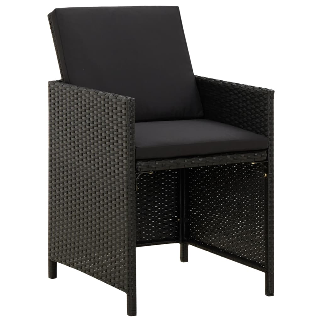 Ensemble À Dîner De Jardin Avec Coussins 5 Pcs Poly Rotin Noir
