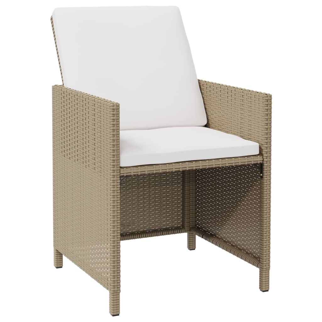 Ensemble À Manger De Jardin Et Coussins 5 Pcs Poly Rotin Beige Beige Et Blanc Crème
