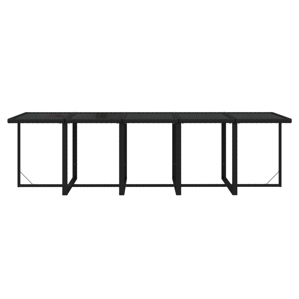 Ensemble À Manger De Jardin Coussins 11 Pcs Résine Tressée Noir Noir Et Blanc