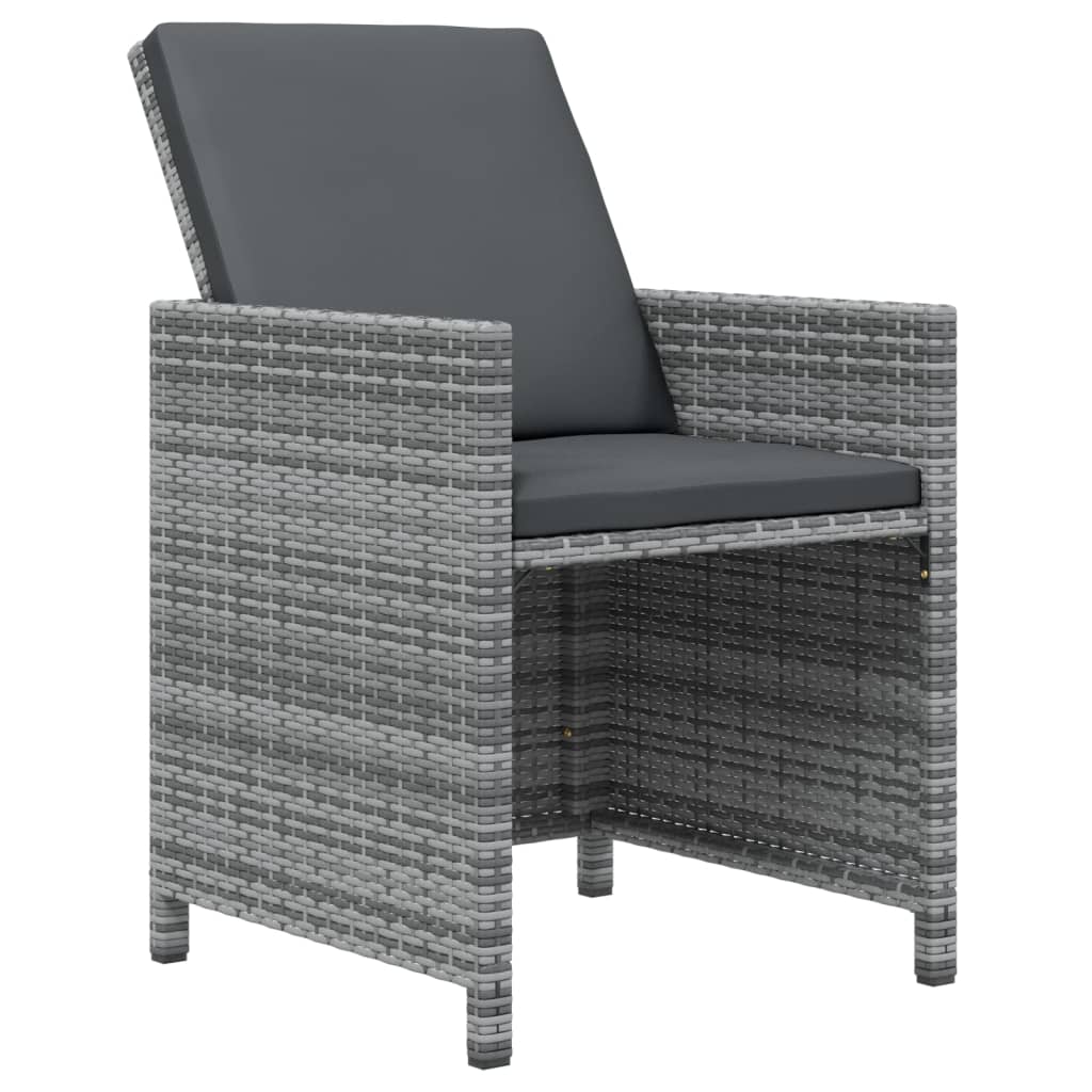 Ensemble À Manger De Jardin Coussins 11 Pcs Résine Tressée Gris