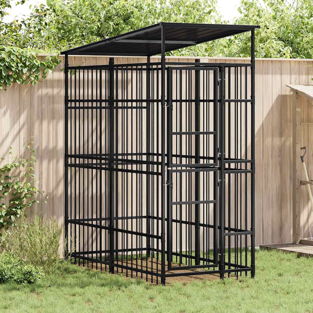 Chenil D'extérieur Pour Chiens Acier 1,84 M²
