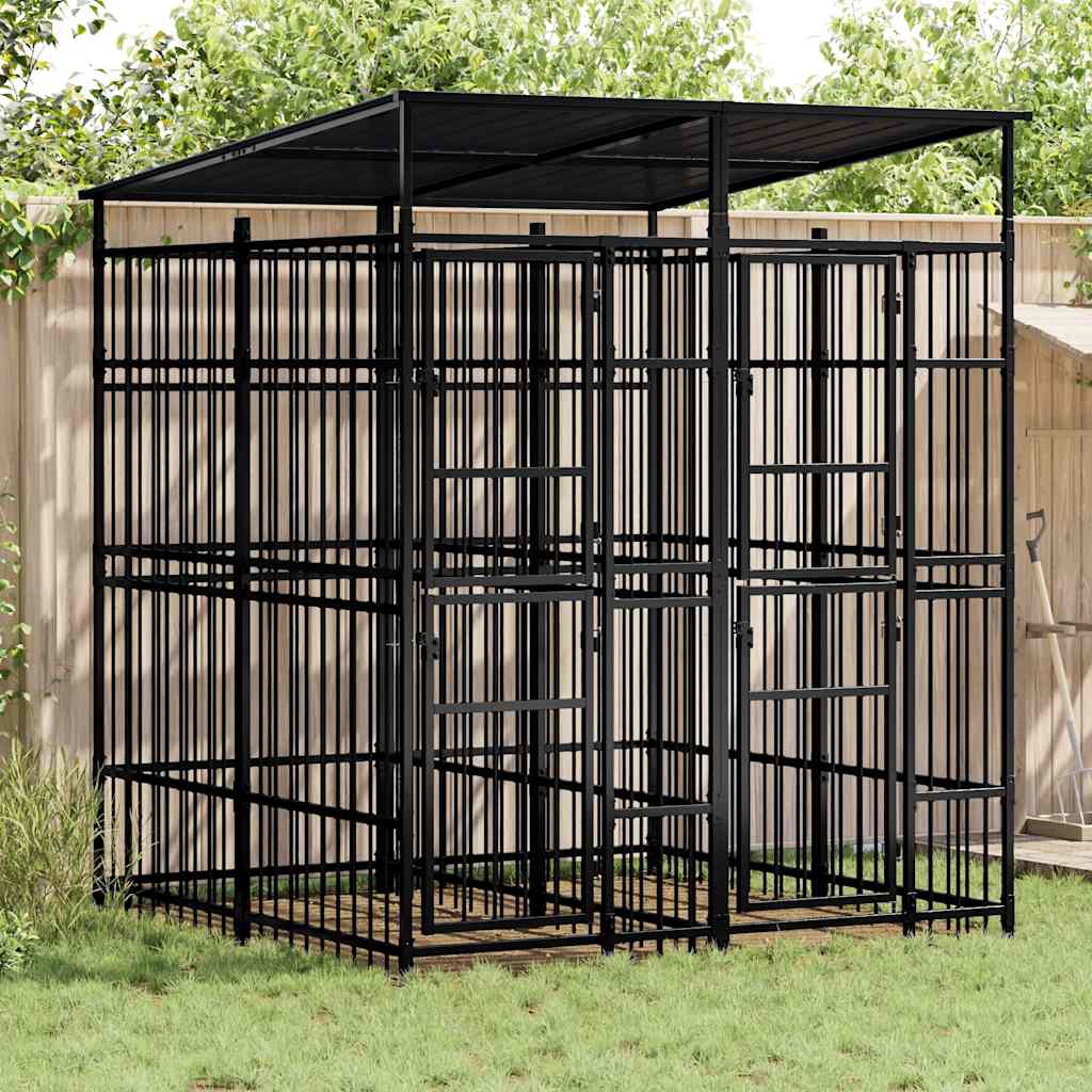 Chenil D'extérieur Pour Chiens Acier 1,84 M²