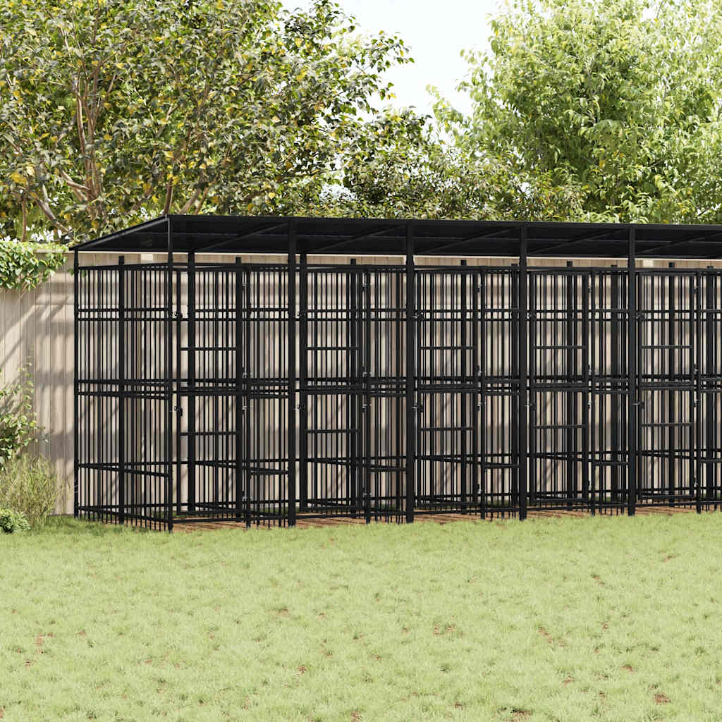 Chenil D'extérieur Pour Chiens Acier 1,84 M²