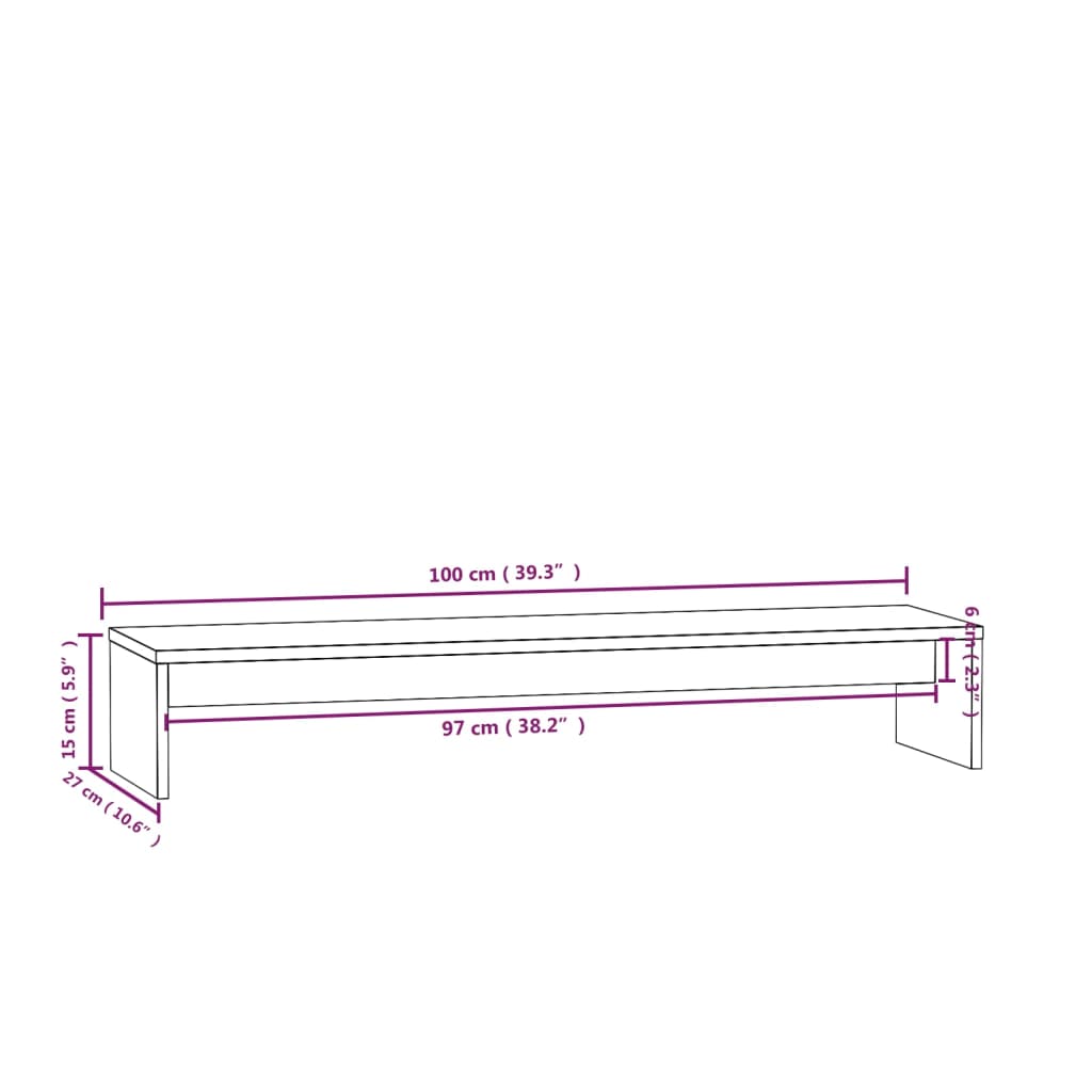 Support De Moniteur 100X27X15 Cm Bois De Pin Solide
