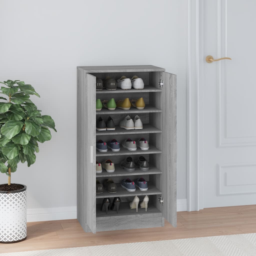 Armoire À Chaussures 55X35X108 Cm Bois D'ingénierie Sonoma Gris