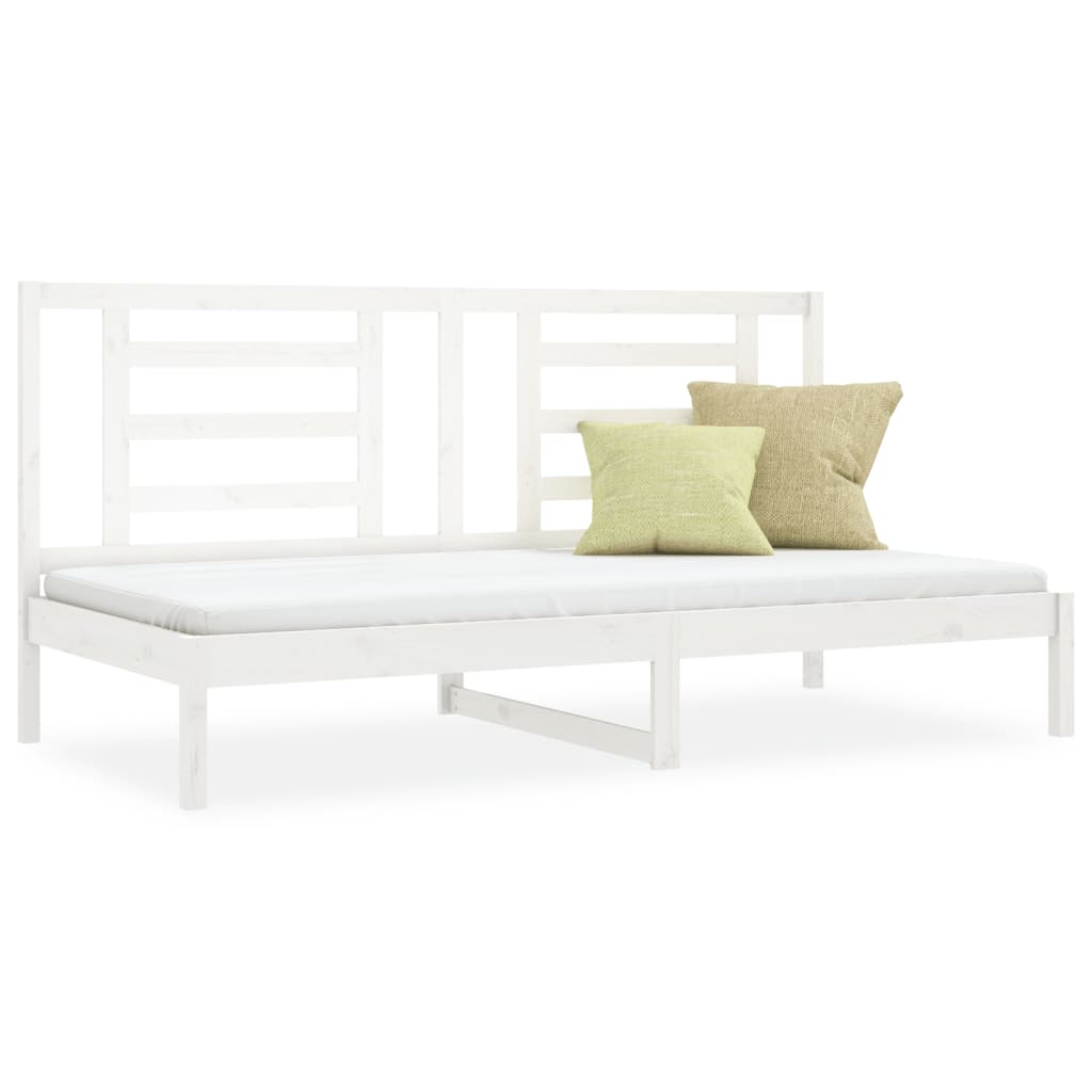 Lit De Jour Sans Matelas Blanc 90X200 Cm Bois De Pin Massif