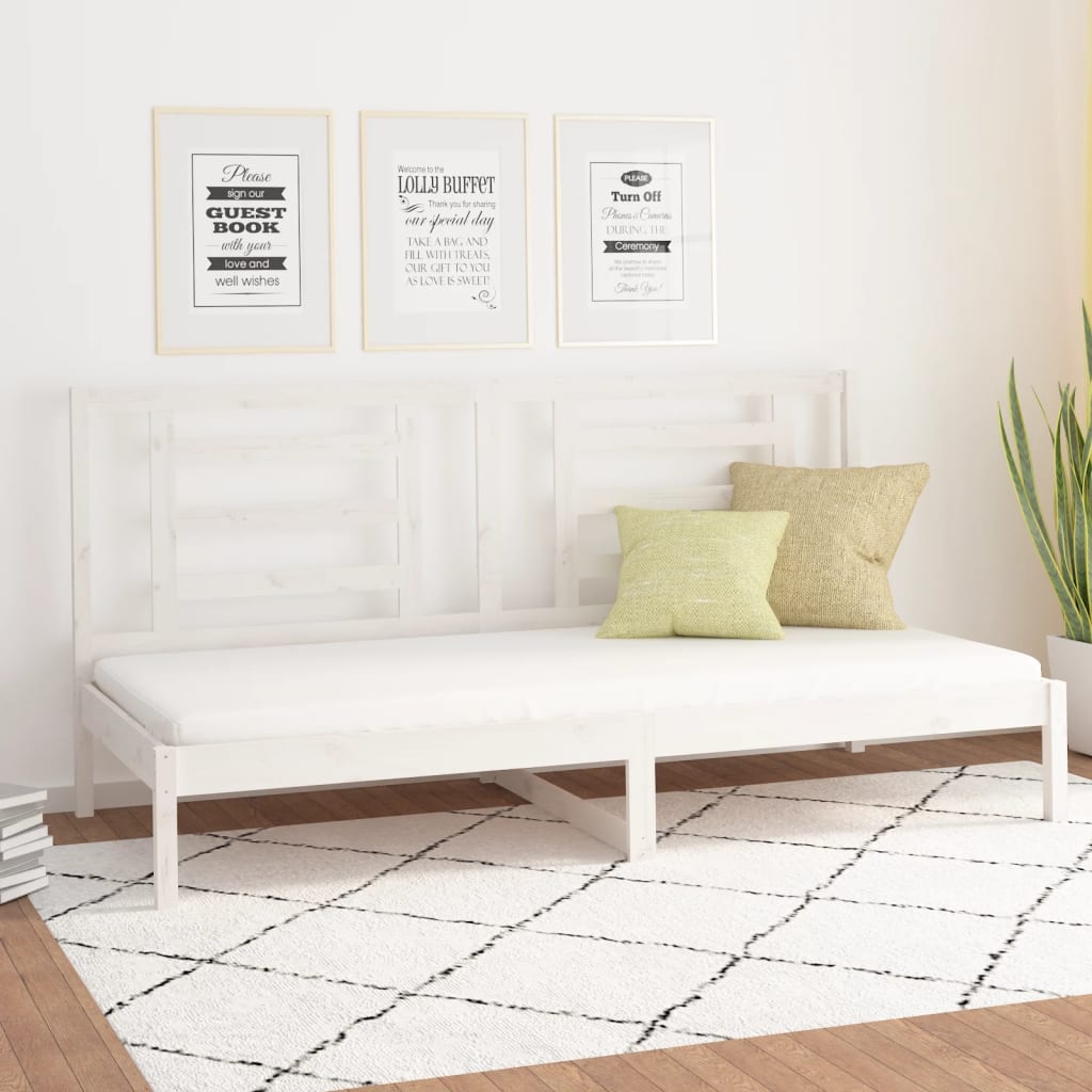 Lit De Jour Sans Matelas Blanc 80X200 Cm Bois De Pin Massif