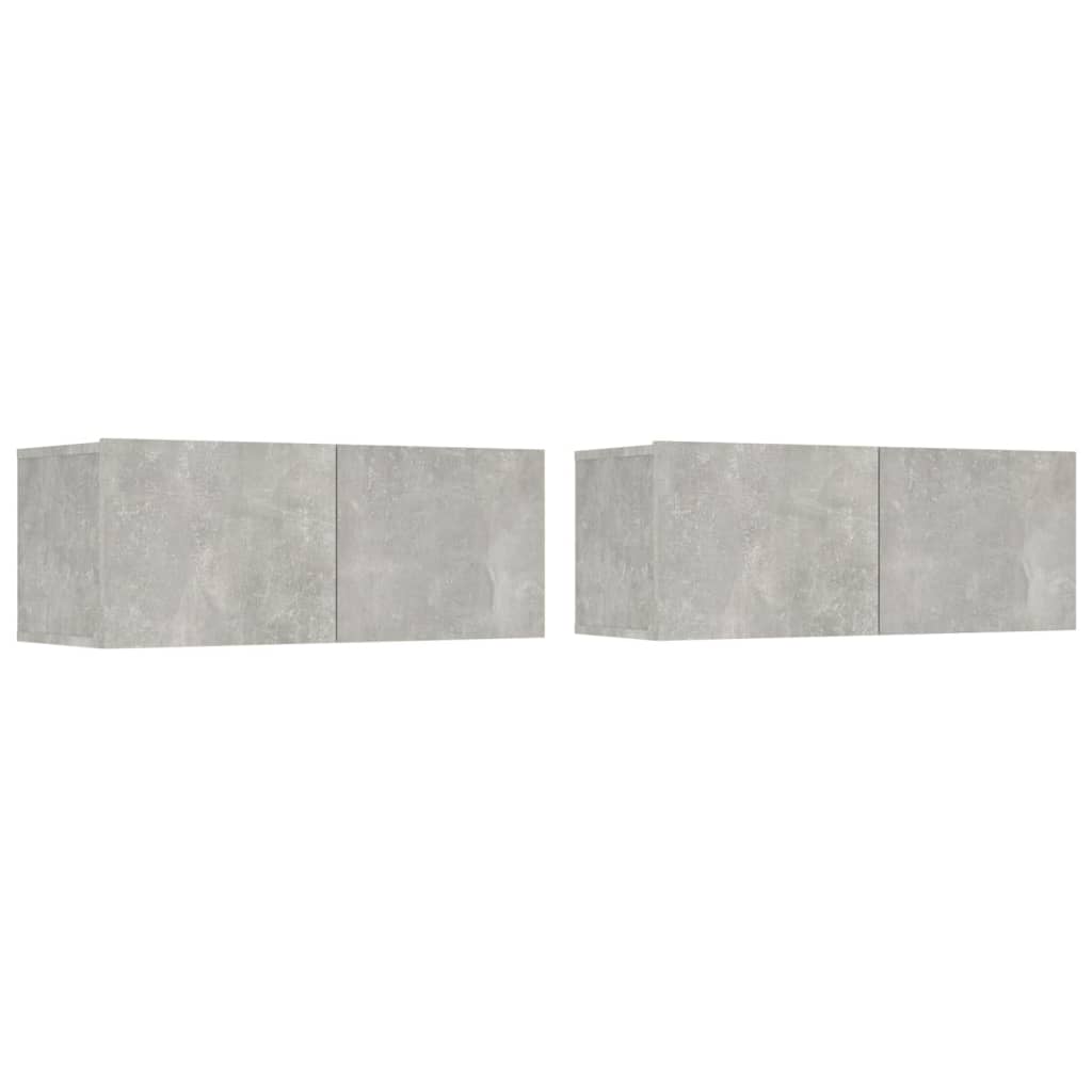 Ensemble De Meubles Tv 4 Pcs Gris Béton Bois D'ingénierie