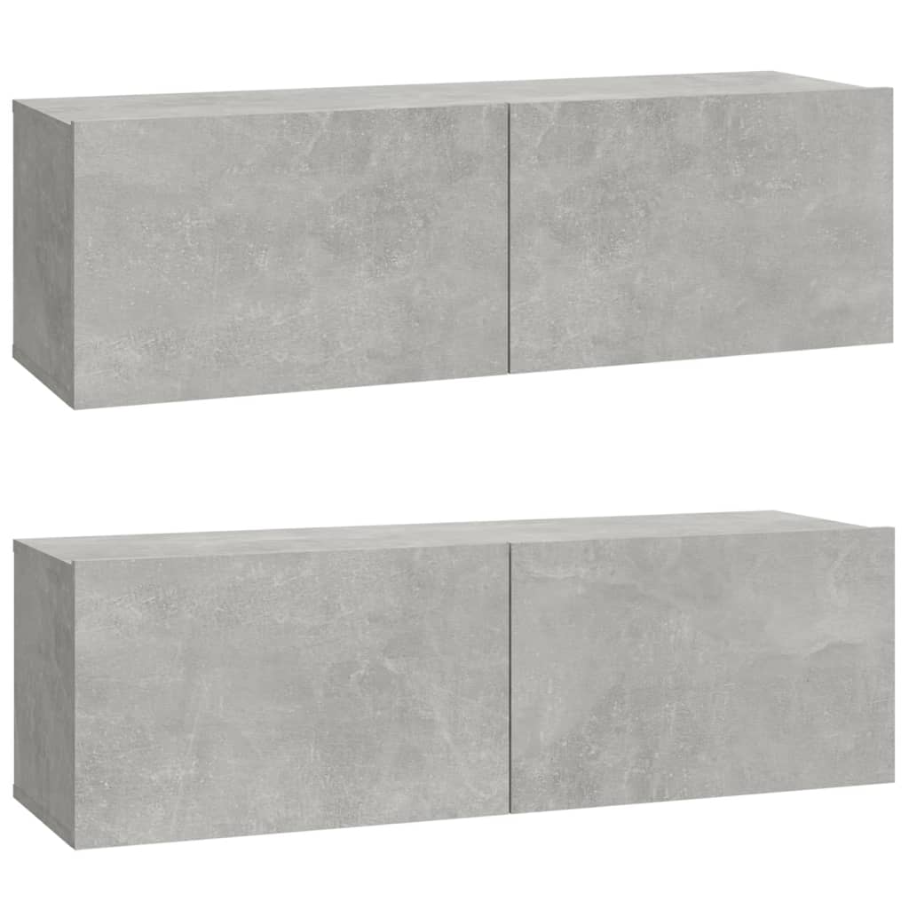 Ensemble De Meubles Tv 4 Pcs Gris Béton Bois D'ingénierie