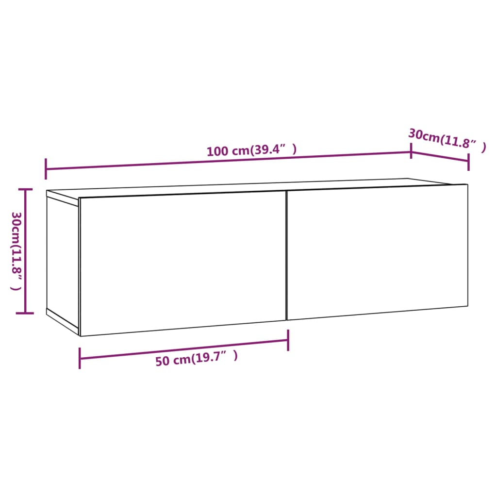 Ensemble De Meubles Tv 4 Pcs Gris Béton Bois D'ingénierie