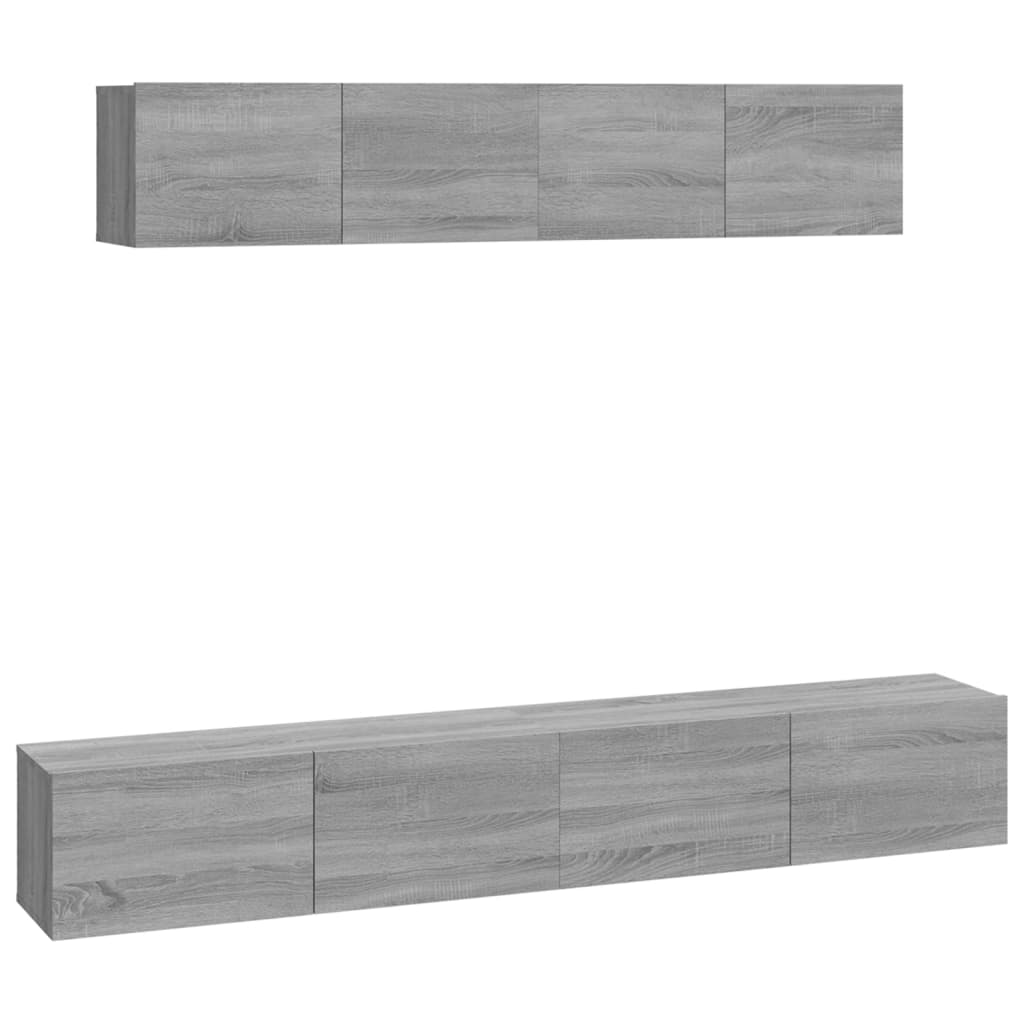 Ensemble De Meubles Tv 4 Pcs Sonoma Gris Bois D'ingénierie