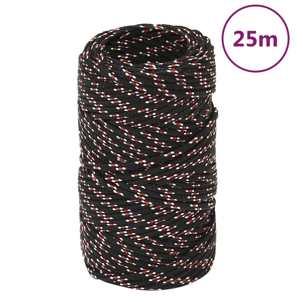 Corde De Bateau Noir Polypropylène Noir Et Rouge