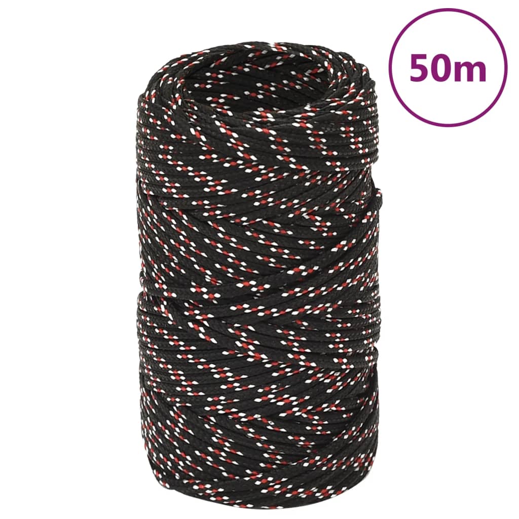 Corde De Bateau Noir Polypropylène Noir Et Rouge