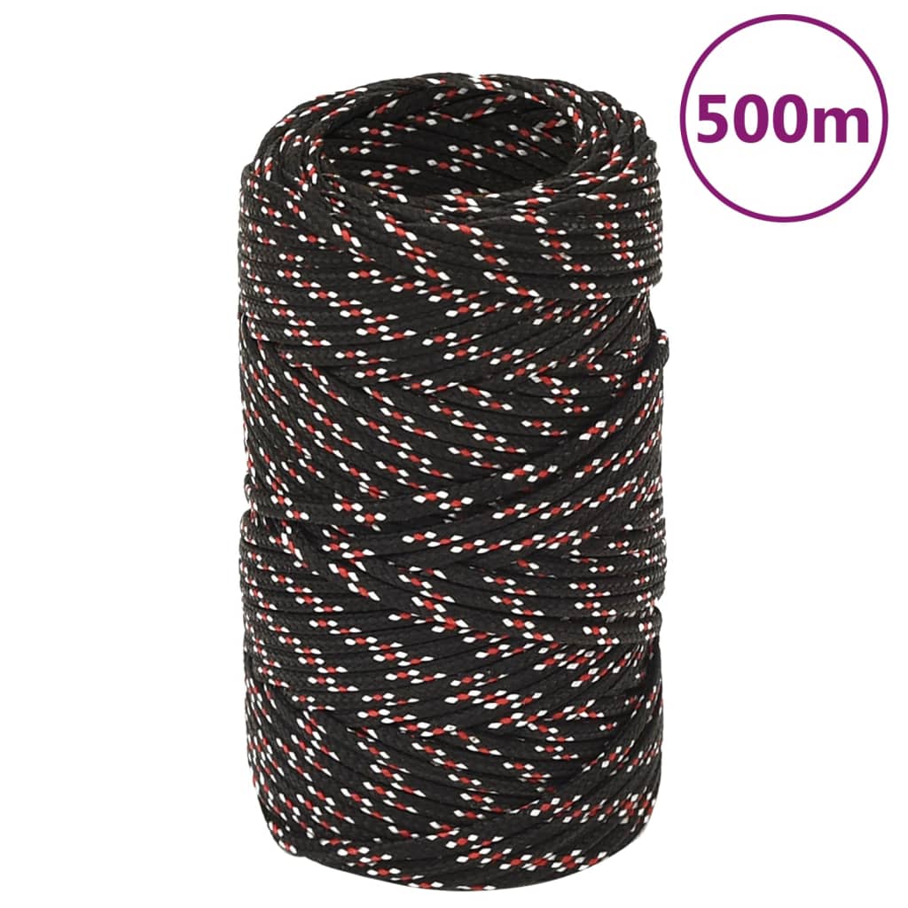Corde De Bateau Noir Polypropylène Noir Et Rouge