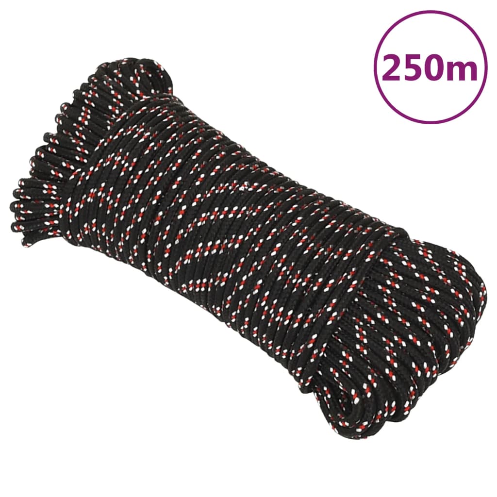 Corde De Bateau Noir Polypropylène Noir Et Rouge