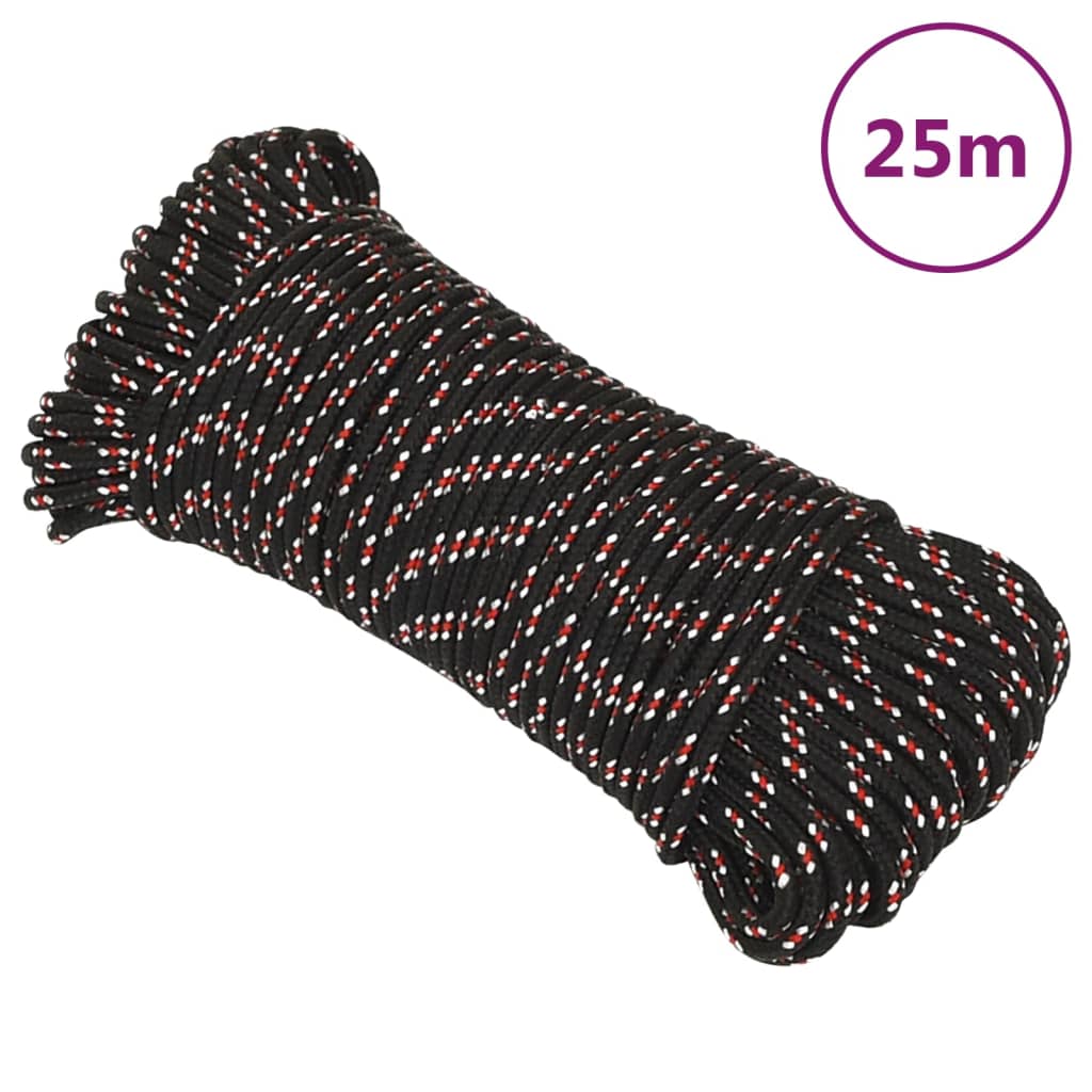 Corde De Bateau Noir Polypropylène Noir Et Rouge