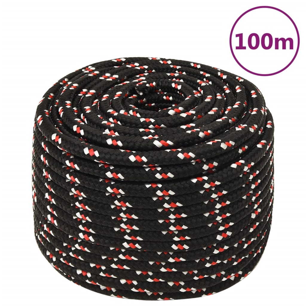 Corde De Bateau Noir Polypropylène Noir Et Rouge
