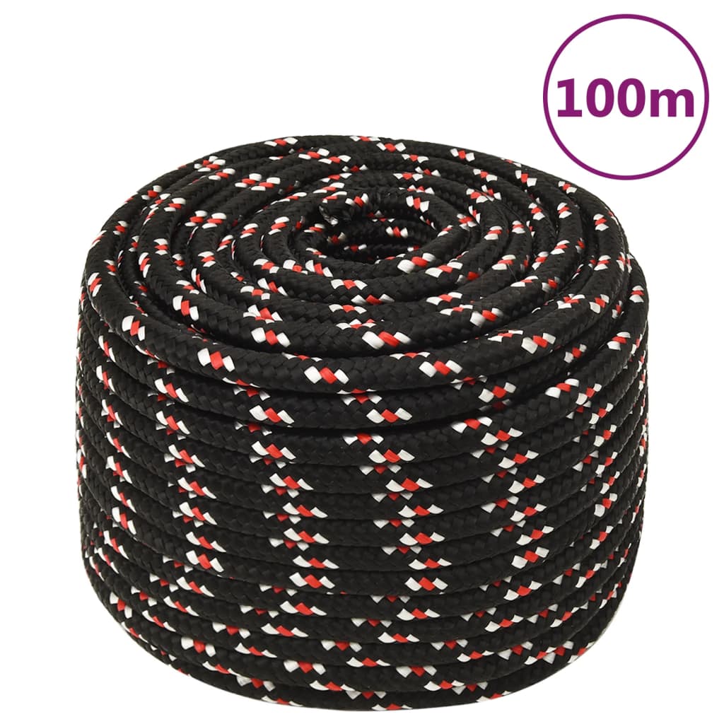 Corde De Bateau Noir Polypropylène Noir Et Rouge