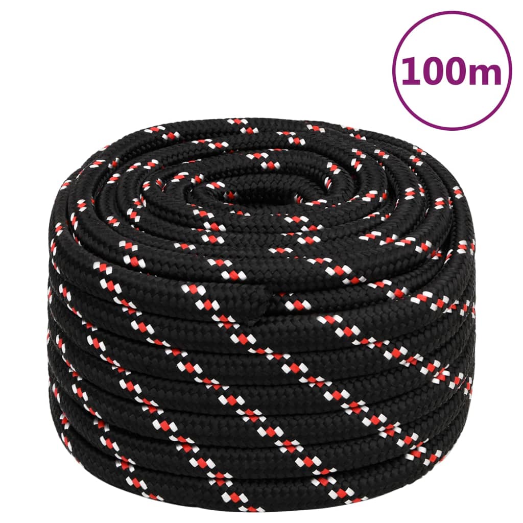 Corde De Bateau Noir Polypropylène Noir Et Rouge