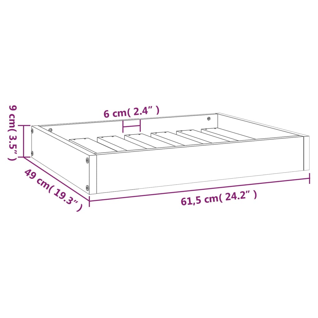 Lit Pour Chien 61,5X49X9 Cm Bois De Pin Solide