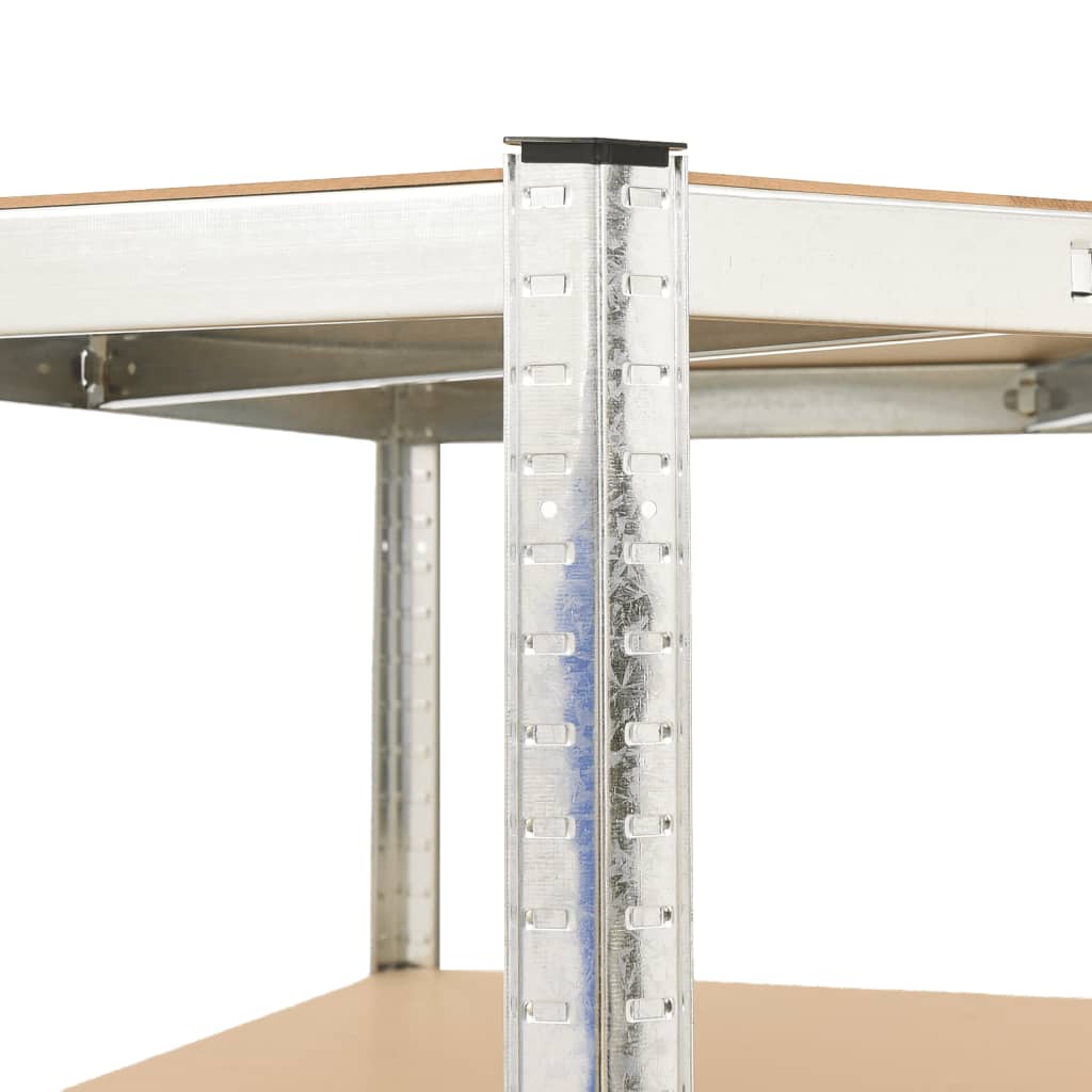 Étagère D'angle À 4 Niveaux É Acier Et Bois D'ingénierie Argent