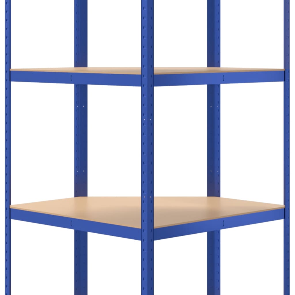 Étagère D'angle À 4 Niveaux Acier Et Bois D'ingénierie Bleu