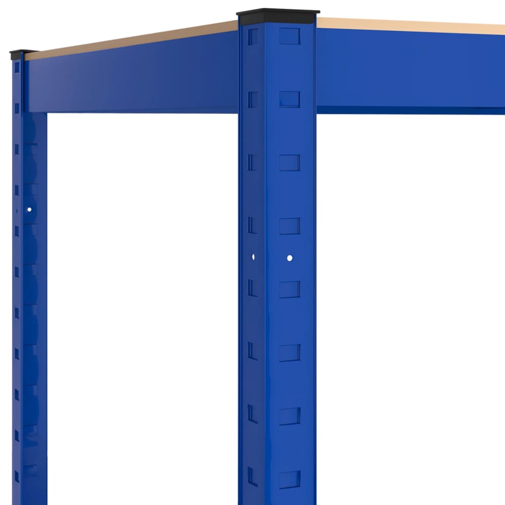 Étagère D'angle À 5 Niveaux Acier Et Bois D'ingénierie Bleu