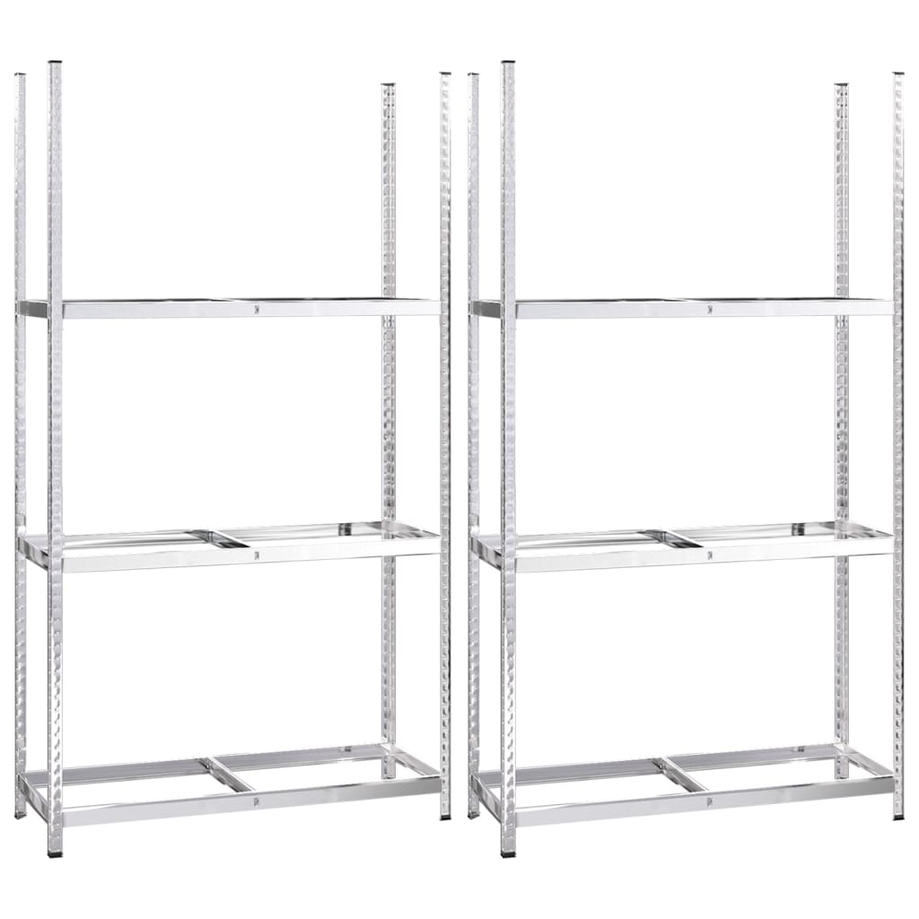 Porte-Pneus À 3 Niveaux 2 Pcs É Acier Argent
