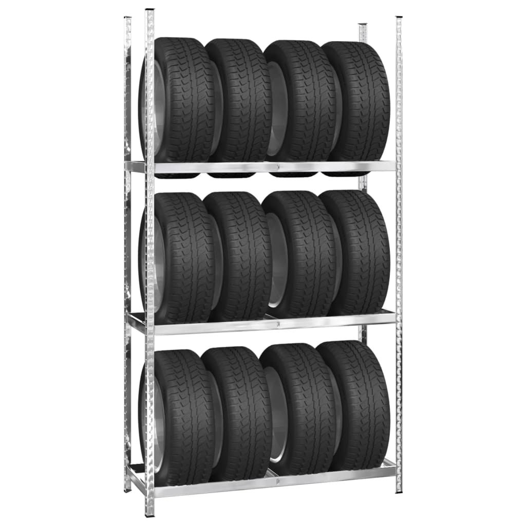 Porte-Pneus À 3 Niveaux 2 Pcs É Acier Argent