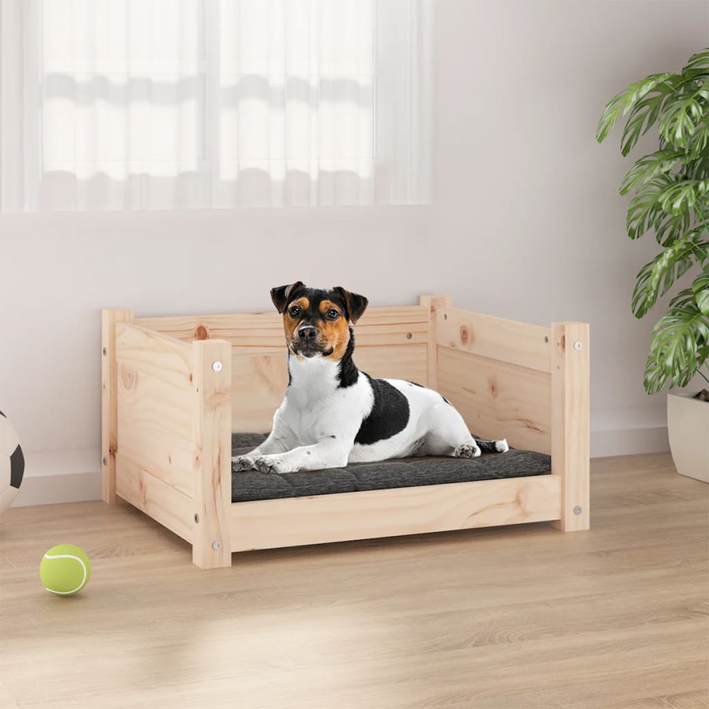 Lit Pour Chien 75,5X55,5X28 Cm Bois Massif De Pin