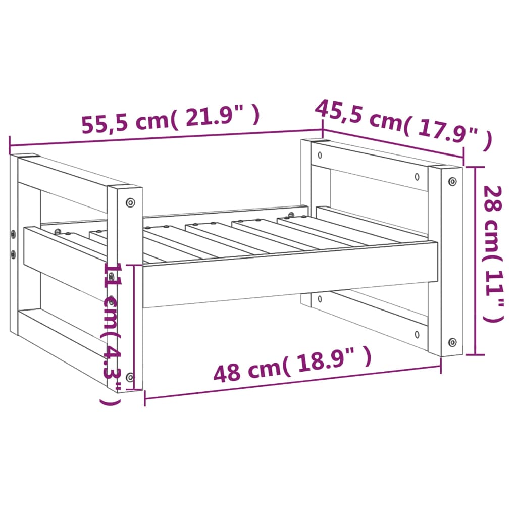 Lit Pour Chien 55,5X45,5X28 Cm Bois De Pin Solide