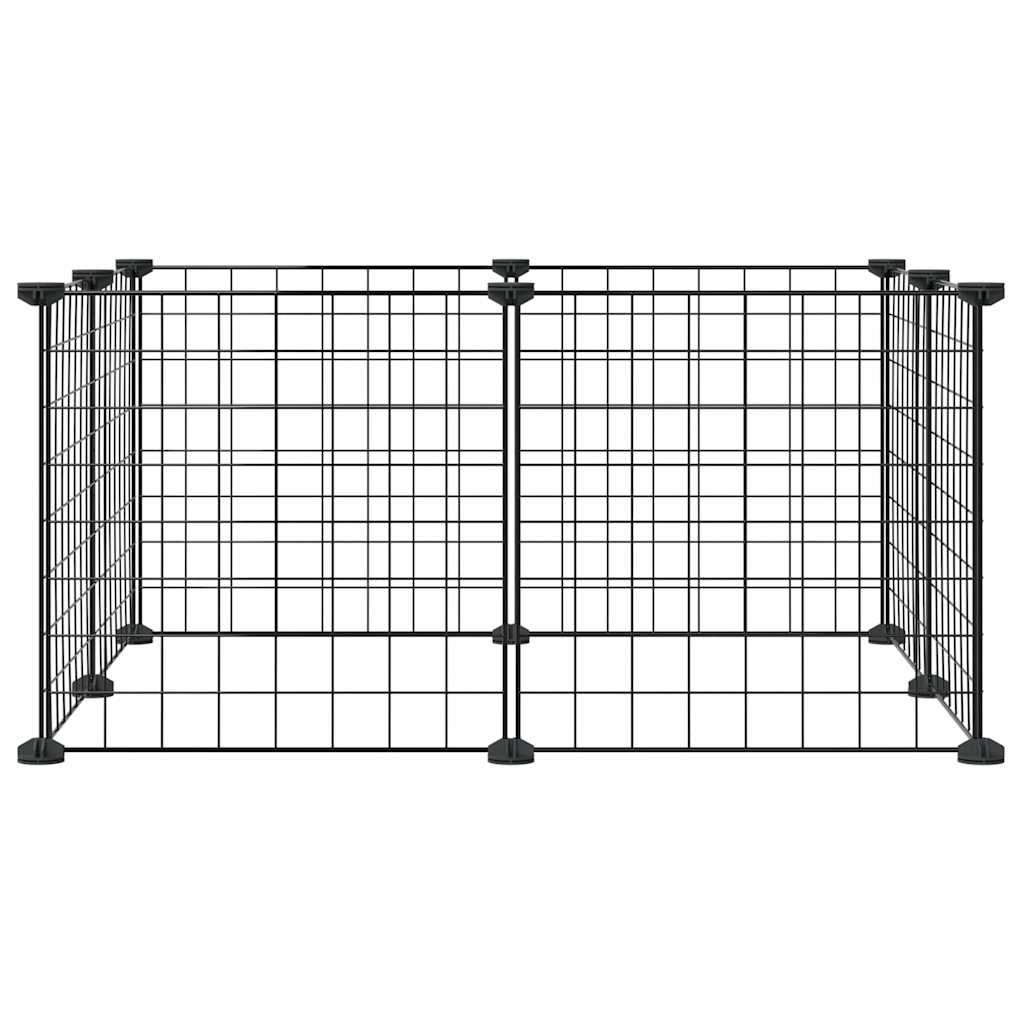 Cage Pour Animaux De Compagnie À 8 Panneaux, Noire, 70 X 70 X 35 Cm, En Acier