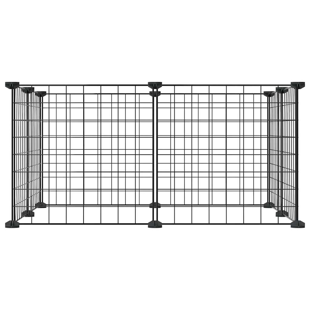 Cage Pour Animaux De Compagnie À 8 Panneaux, Noire, 70 X 70 X 35 Cm, En Acier