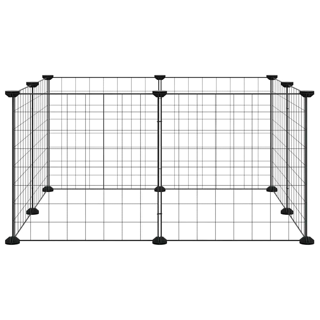 Cage Pour Animaux De Compagnie À 8 Panneaux, Noire, 70 X 70 X 35 Cm, En Acier
