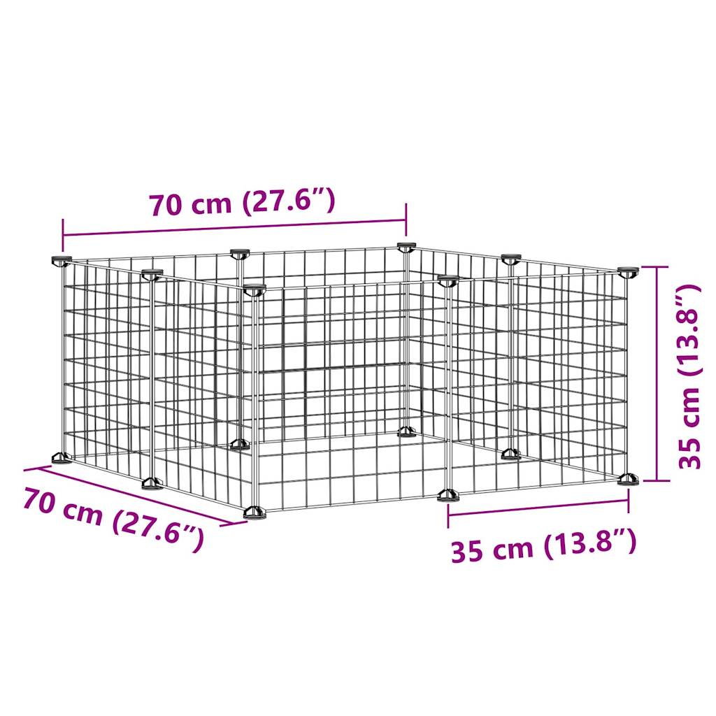 Cage Pour Animaux De Compagnie À 8 Panneaux, Noire, 70 X 70 X 35 Cm, En Acier