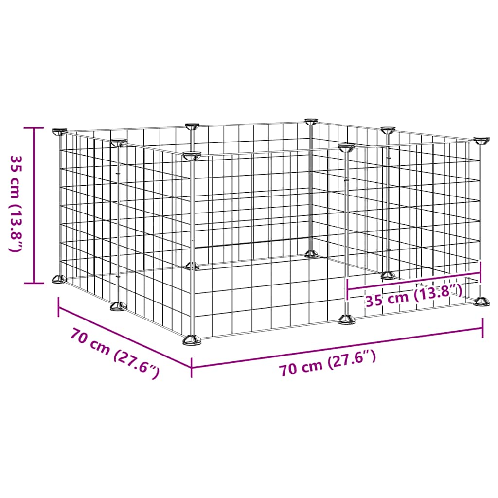 Cage Pour Animaux De Compagnie À 8 Panneaux, Noire, 70 X 70 X 35 Cm, En Acier